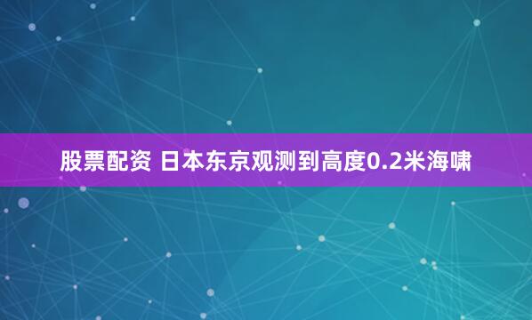 股票配资 日本东京观测到高度0.2米海啸